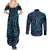 New Zealand Hammerhead Shark Couples Matching Summer Maxi Dress and Long Sleeve Button Shirt Maori Haehae Mangopare Galaxy - Polynesian Pride