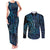 New Zealand Hammerhead Shark Couples Matching Tank Maxi Dress and Long Sleeve Button Shirt Maori Haehae Mangopare Galaxy - Polynesian Pride