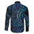 New Zealand Hammerhead Shark Family Matching Off The Shoulder Long Sleeve Dress and Hawaiian Shirt Maori Haehae Mangopare Galaxy - Polynesian Pride