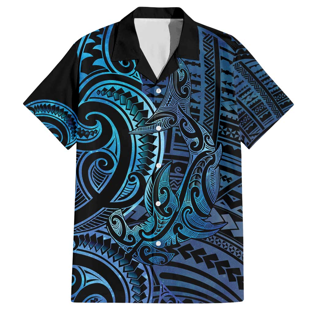 New Zealand Hammerhead Shark Hawaiian Shirt Maori Haehae Mangopare Galaxy - Polynesian Pride