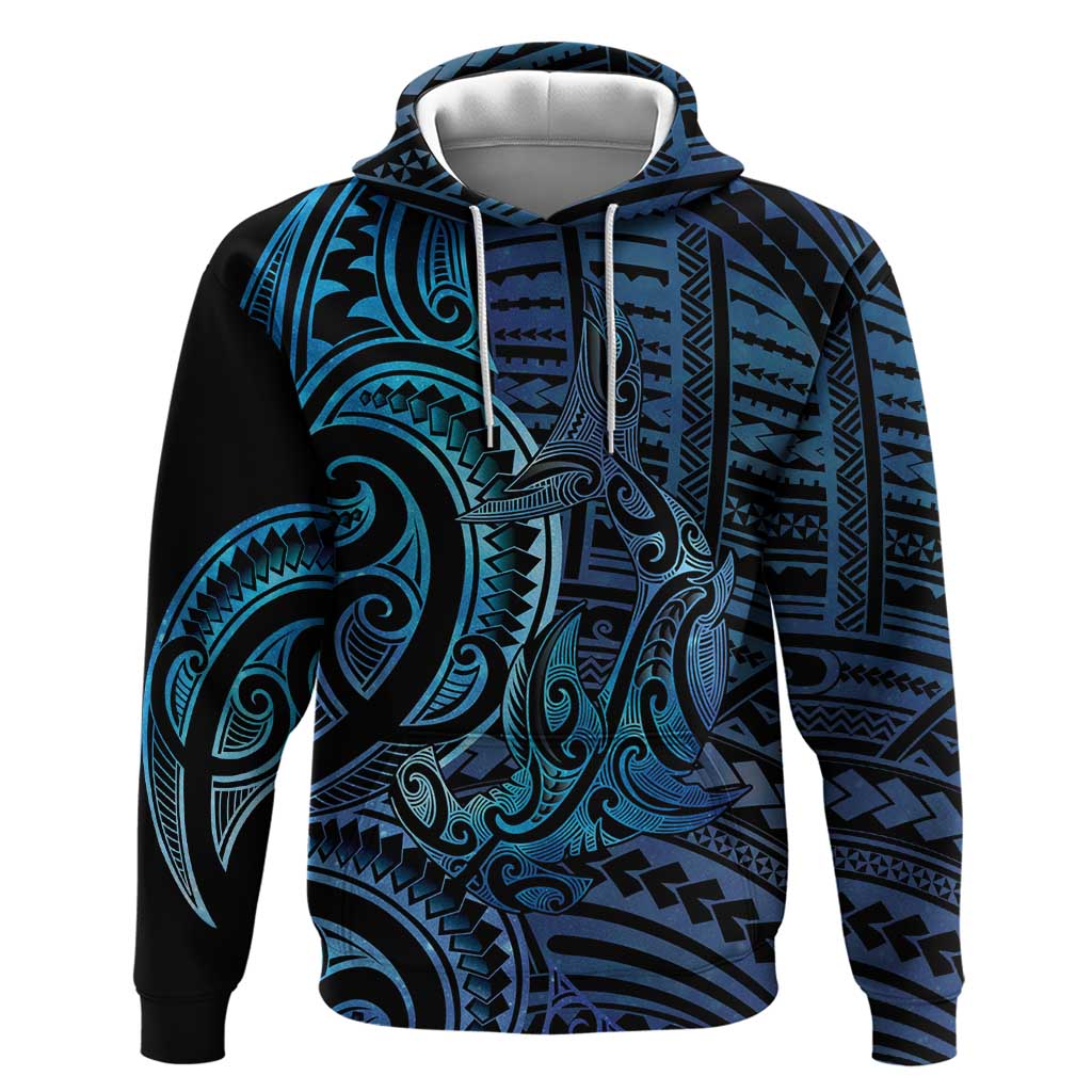 New Zealand Hammerhead Shark Hoodie Maori Haehae Mangopare Galaxy - Polynesian Pride