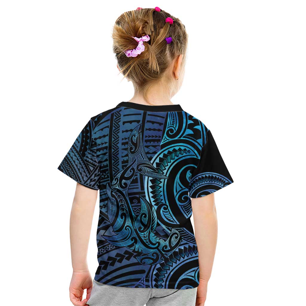 New Zealand Hammerhead Shark Kid T Shirt Maori Haehae Mangopare Galaxy - Polynesian Pride