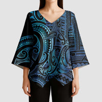 New Zealand Hammerhead Shark Kimono Sleeve Blouse Maori Haehae Mangopare Galaxy - Polynesian Pride