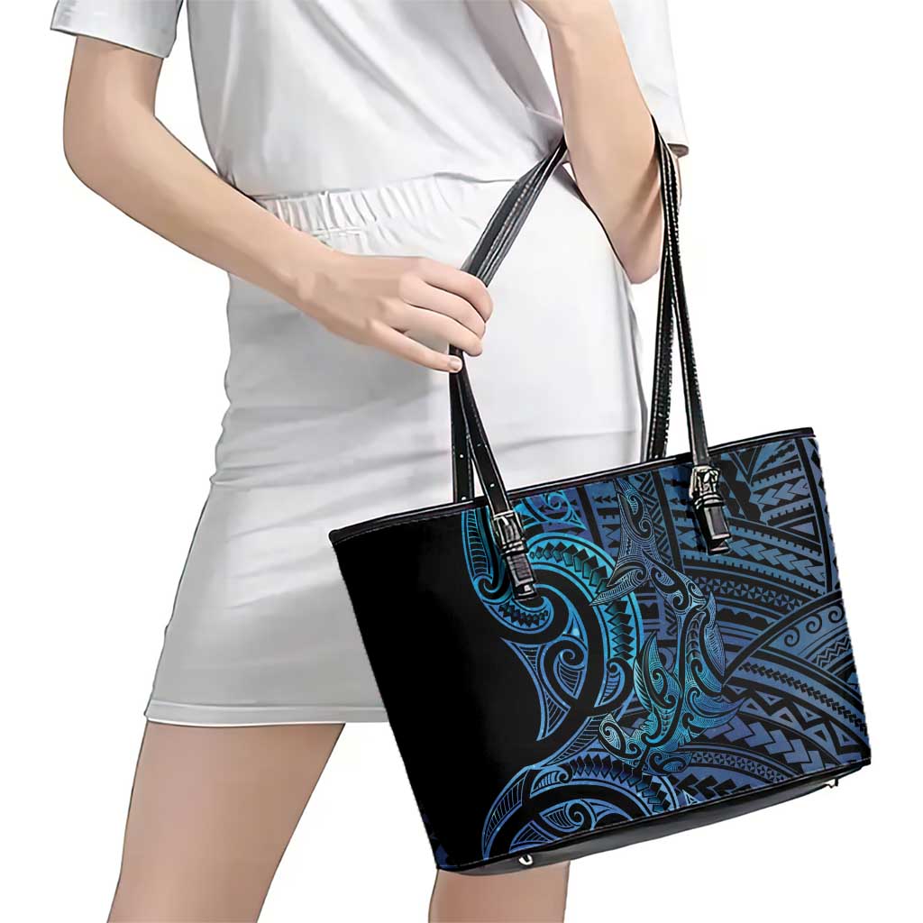 New Zealand Hammerhead Shark Leather Tote Bag Maori Haehae Mangopare Galaxy - Polynesian Pride