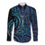 New Zealand Hammerhead Shark Long Sleeve Button Shirt Maori Haehae Mangopare Galaxy - Polynesian Pride