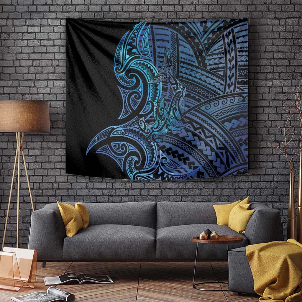 New Zealand Hammerhead Shark Tapestry Maori Haehae Mangopare Galaxy - Polynesian Pride