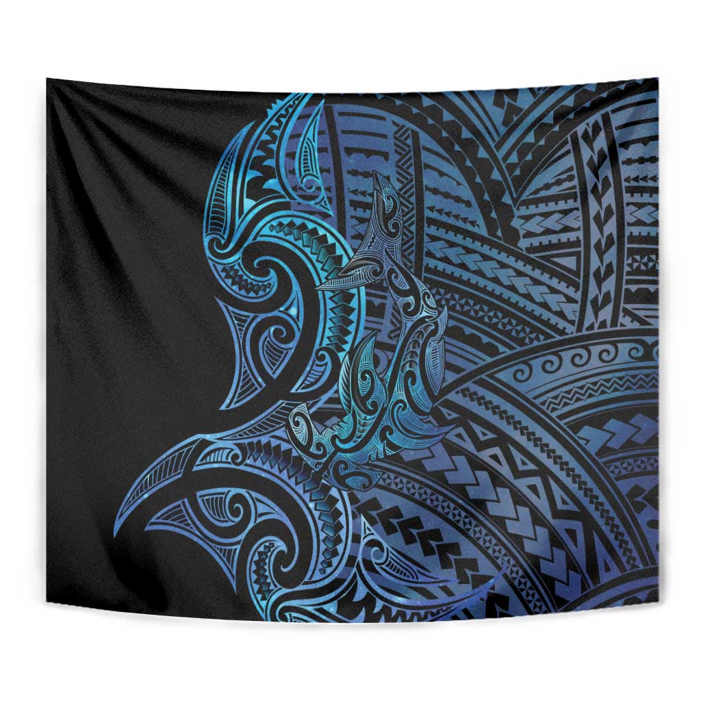 New Zealand Hammerhead Shark Tapestry Maori Haehae Mangopare Galaxy - Polynesian Pride
