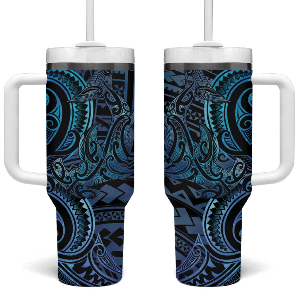 New Zealand Hammerhead Shark Tumbler With Handle Maori Haehae Mangopare Galaxy - Polynesian Pride