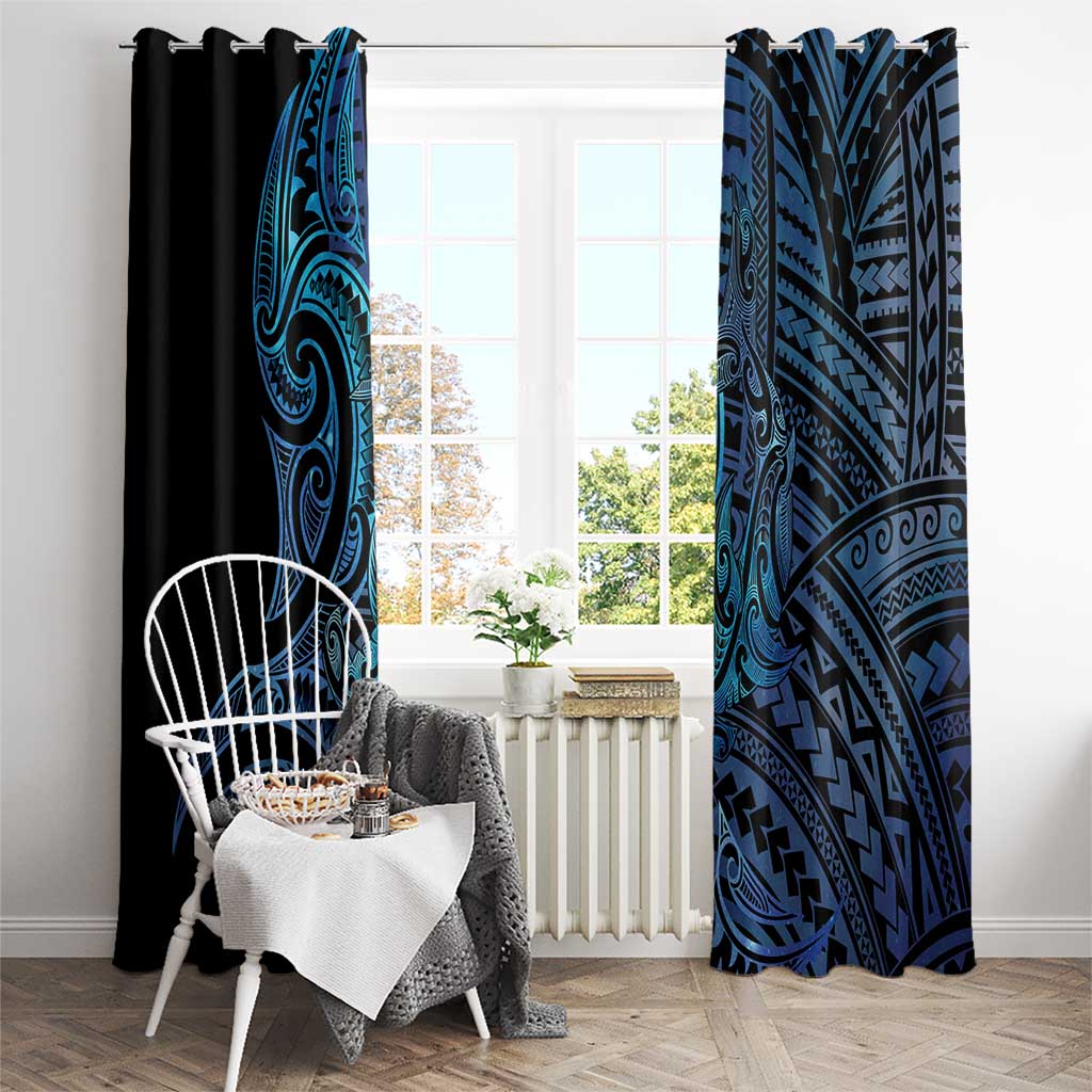 New Zealand Hammerhead Shark Window Curtain Maori Haehae Mangopare Galaxy - Polynesian Pride