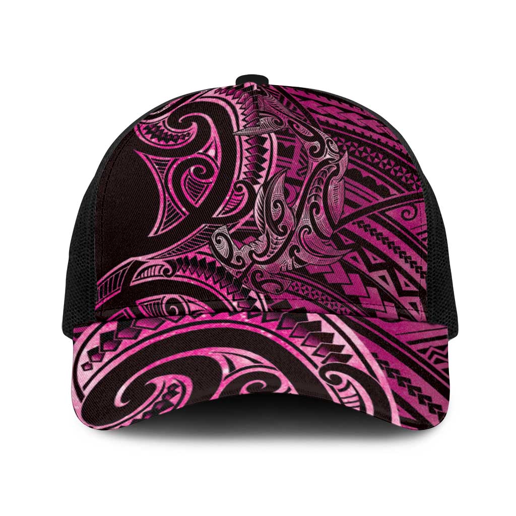 New Zealand Hammerhead Shark Baseball Net Cap Maori Haehae Mangopare Pink - Polynesian Pride