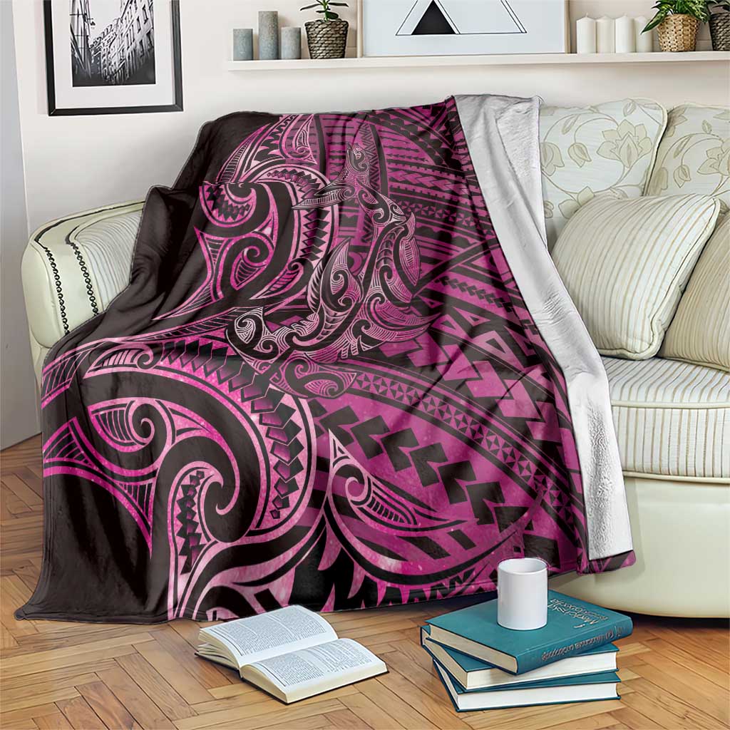 New Zealand Hammerhead Shark Blanket Maori Haehae Mangopare Pink - Polynesian Pride