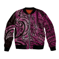 New Zealand Hammerhead Shark Bomber Jacket Maori Haehae Mangopare Pink - Polynesian Pride