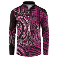 New Zealand Hammerhead Shark Button Sweatshirt Maori Haehae Mangopare Pink - Polynesian Pride