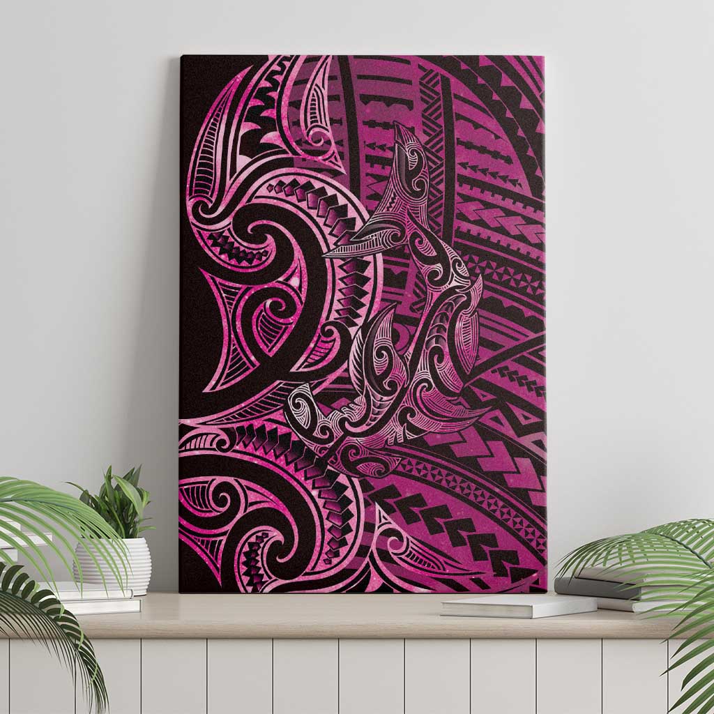 New Zealand Hammerhead Shark Canvas Wall Art Maori Haehae Mangopare Pink - Polynesian Pride