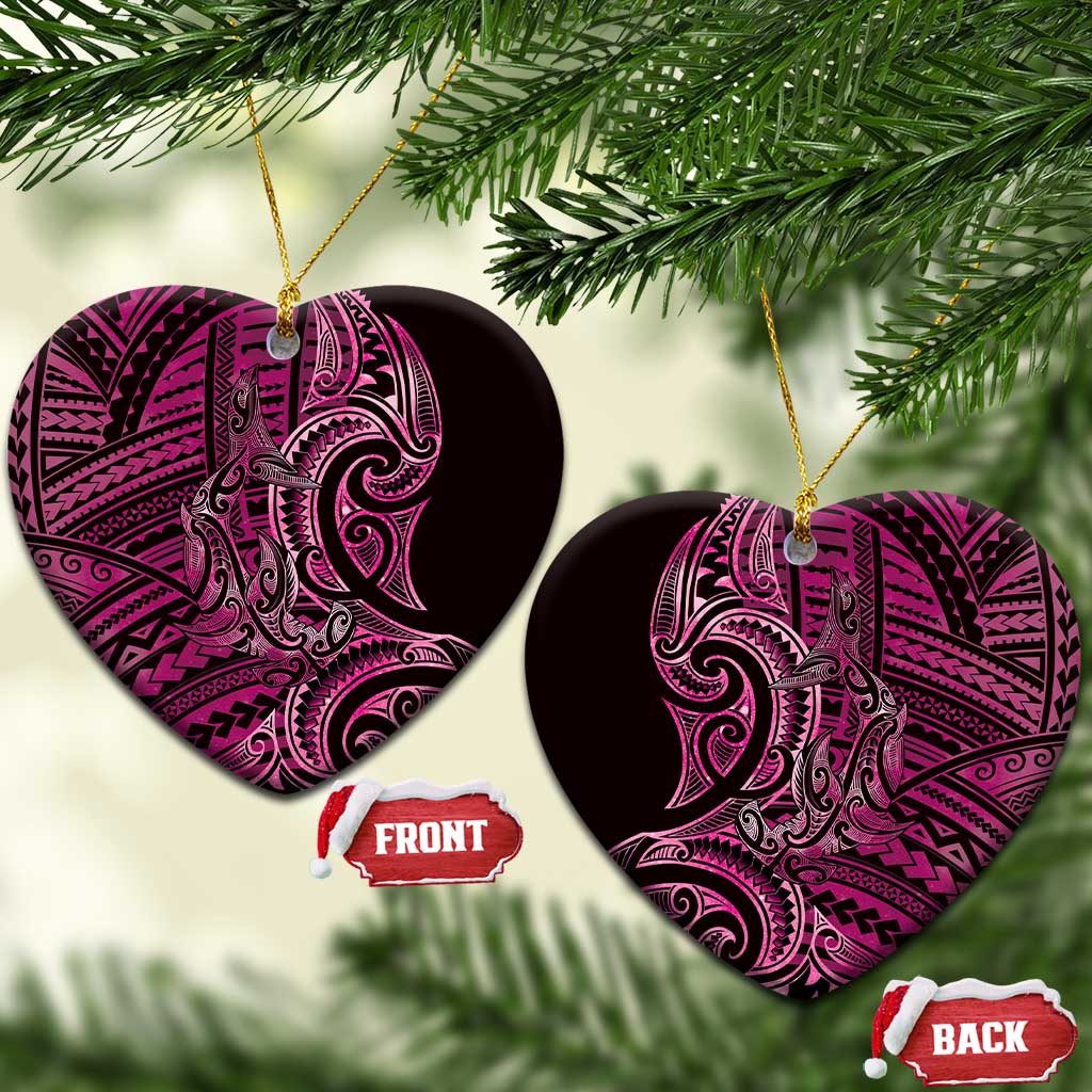 New Zealand Hammerhead Shark Ceramic Ornament Maori Haehae Mangopare Pink - Polynesian Pride