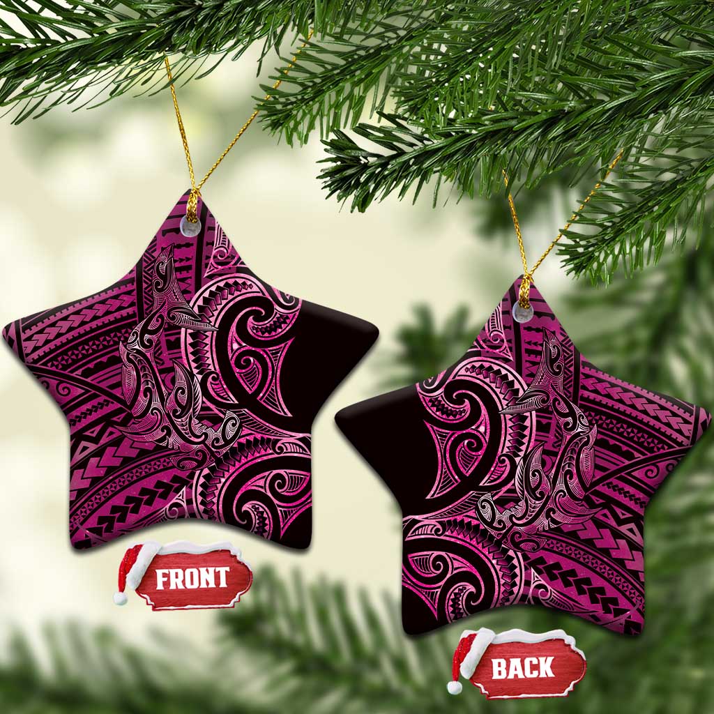 New Zealand Hammerhead Shark Ceramic Ornament Maori Haehae Mangopare Pink - Polynesian Pride