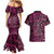 New Zealand Hammerhead Shark Couples Matching Mermaid Dress and Hawaiian Shirt Maori Haehae Mangopare Pink - Polynesian Pride