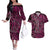 New Zealand Hammerhead Shark Couples Matching Off The Shoulder Long Sleeve Dress and Hawaiian Shirt Maori Haehae Mangopare Pink - Polynesian Pride