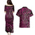 New Zealand Hammerhead Shark Couples Matching Puletasi and Hawaiian Shirt Maori Haehae Mangopare Pink - Polynesian Pride