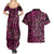 New Zealand Hammerhead Shark Couples Matching Summer Maxi Dress and Hawaiian Shirt Maori Haehae Mangopare Pink - Polynesian Pride
