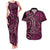 New Zealand Hammerhead Shark Couples Matching Tank Maxi Dress and Hawaiian Shirt Maori Haehae Mangopare Pink - Polynesian Pride