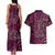 New Zealand Hammerhead Shark Couples Matching Tank Maxi Dress and Hawaiian Shirt Maori Haehae Mangopare Pink - Polynesian Pride