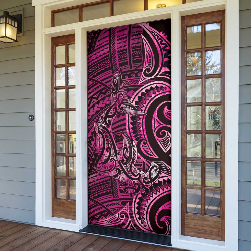 New Zealand Hammerhead Shark Door Cover Maori Haehae Mangopare Pink - Polynesian Pride