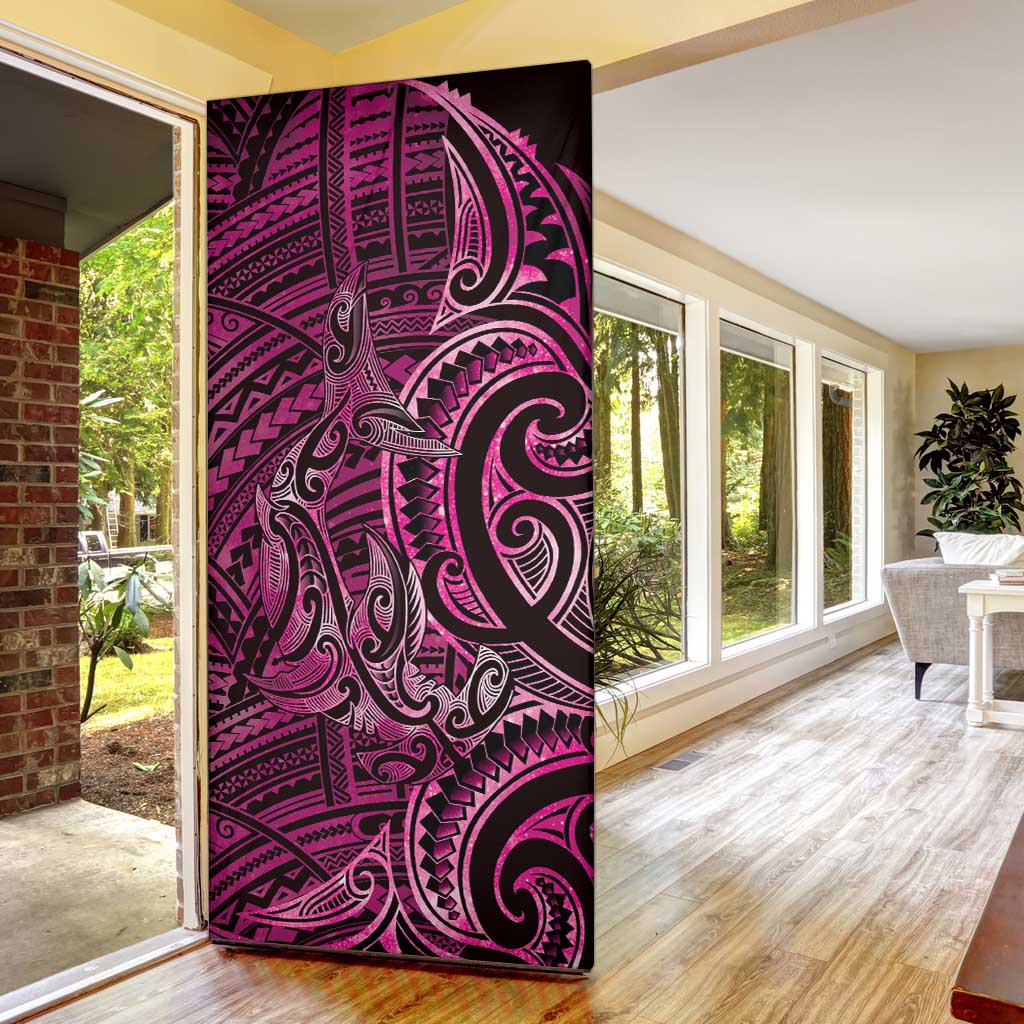 New Zealand Hammerhead Shark Door Cover Maori Haehae Mangopare Pink - Polynesian Pride