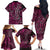 New Zealand Hammerhead Shark Family Matching Off The Shoulder Long Sleeve Dress and Hawaiian Shirt Maori Haehae Mangopare Pink - Polynesian Pride