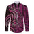 New Zealand Hammerhead Shark Family Matching Off The Shoulder Long Sleeve Dress and Hawaiian Shirt Maori Haehae Mangopare Pink - Polynesian Pride