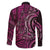 New Zealand Hammerhead Shark Family Matching Off The Shoulder Long Sleeve Dress and Hawaiian Shirt Maori Haehae Mangopare Pink - Polynesian Pride