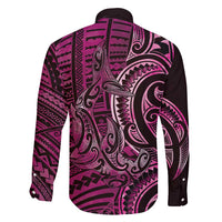 New Zealand Hammerhead Shark Family Matching Short Sleeve Bodycon Dress and Hawaiian Shirt Maori Haehae Mangopare Pink - Polynesian Pride