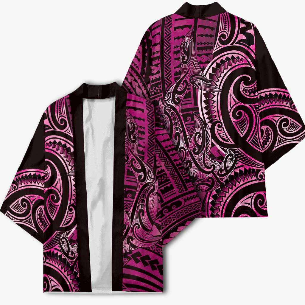New Zealand Hammerhead Shark Kimono Maori Haehae Mangopare Pink - Polynesian Pride