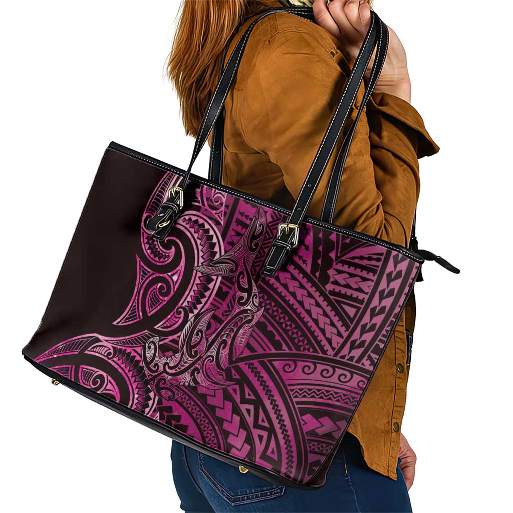 New Zealand Hammerhead Shark Leather Tote Bag Maori Haehae Mangopare Pink - Polynesian Pride