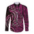 New Zealand Hammerhead Shark Long Sleeve Button Shirt Maori Haehae Mangopare Pink - Polynesian Pride