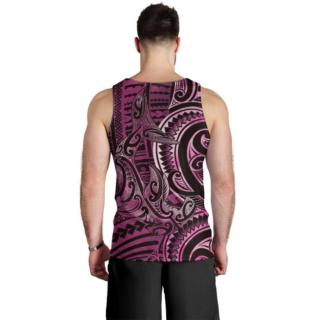 New Zealand Hammerhead Shark Men Tank Top Maori Haehae Mangopare Pink - Polynesian Pride