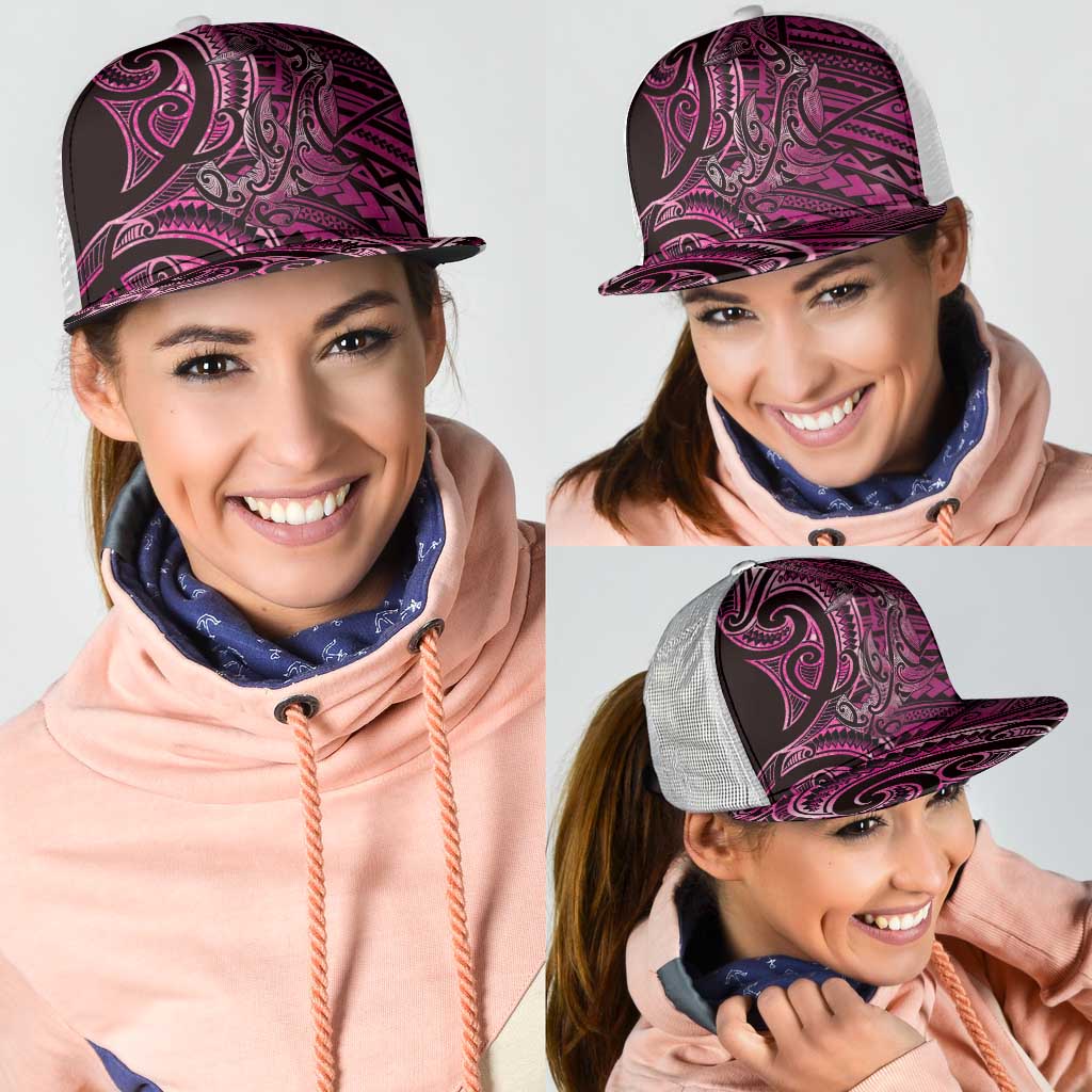 New Zealand Hammerhead Shark Mesh Trucker Cap Maori Haehae Mangopare Pink - Polynesian Pride