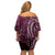 New Zealand Hammerhead Shark Off Shoulder Short Dress Maori Haehae Mangopare Pink - Polynesian Pride
