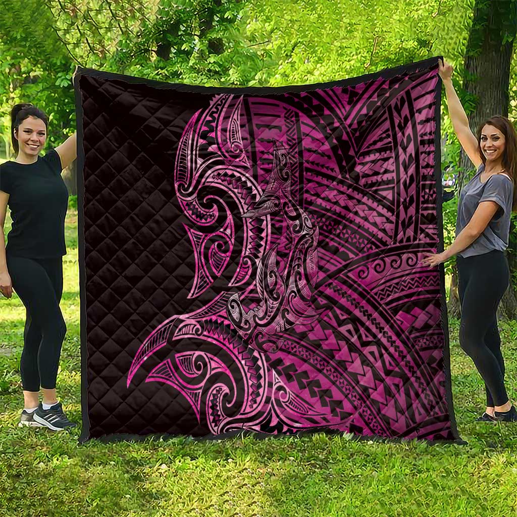 New Zealand Hammerhead Shark Quilt Maori Haehae Mangopare Pink - Polynesian Pride