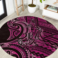 New Zealand Hammerhead Shark Round Carpet Maori Haehae Mangopare Pink - Polynesian Pride