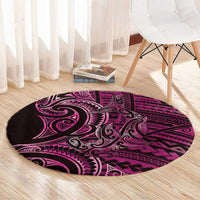 New Zealand Hammerhead Shark Round Carpet Maori Haehae Mangopare Pink - Polynesian Pride