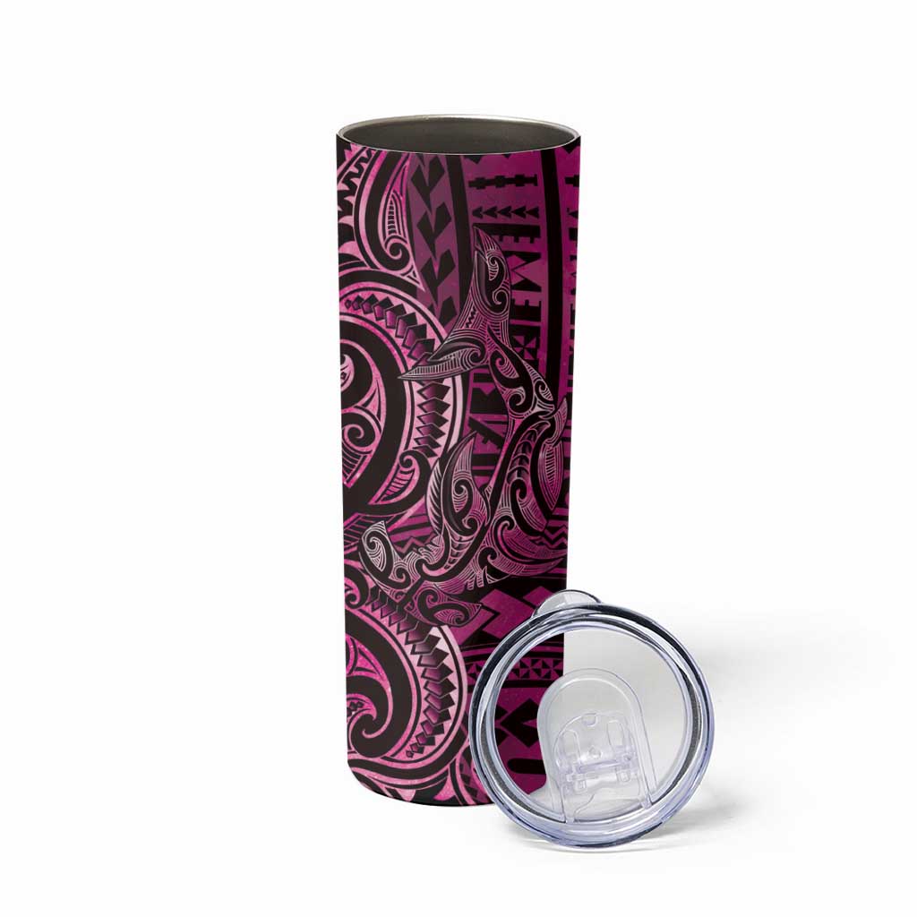 New Zealand Hammerhead Shark Skinny Tumbler Maori Haehae Mangopare Pink - Polynesian Pride