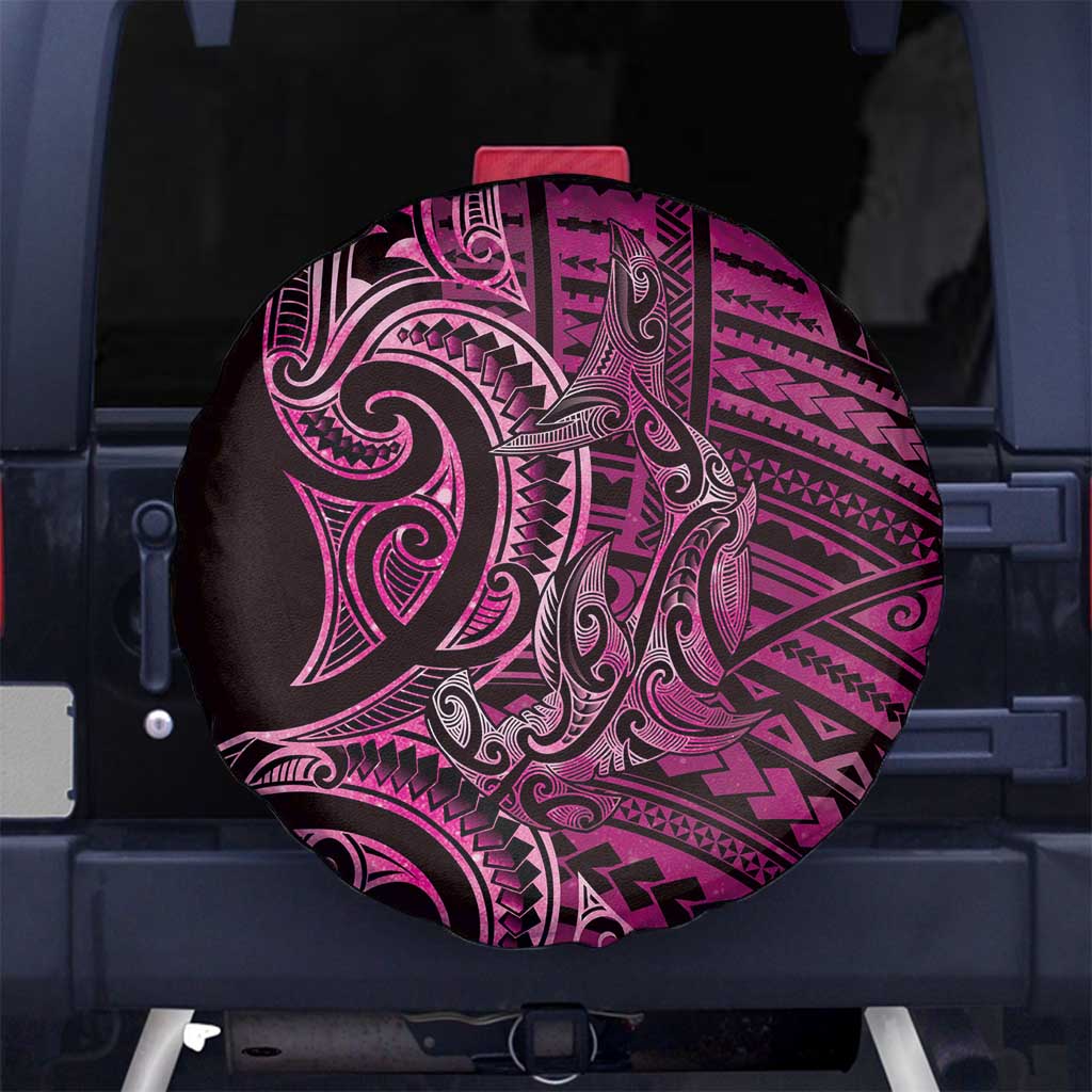 New Zealand Hammerhead Shark Spare Tire Cover Maori Haehae Mangopare Pink - Polynesian Pride