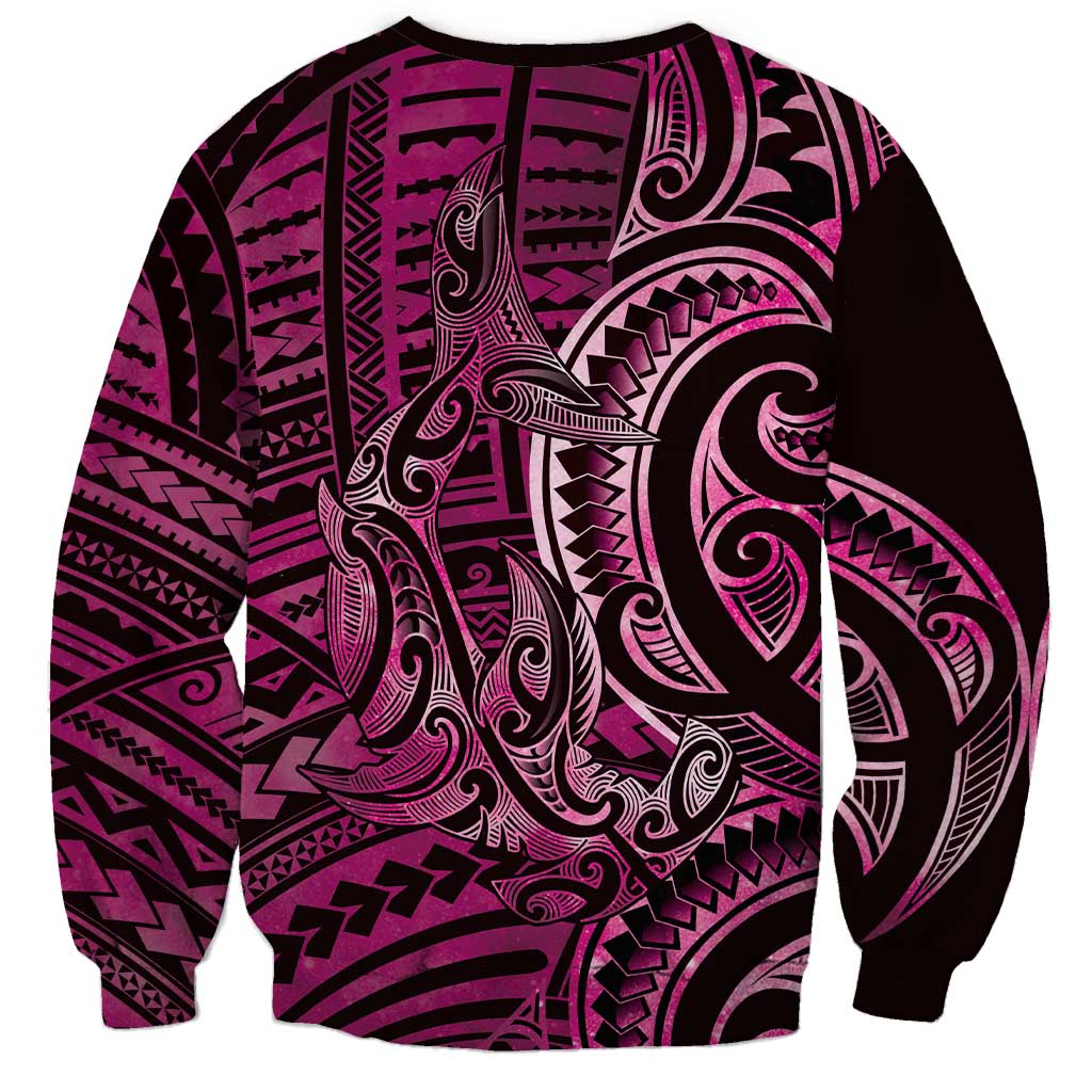 New Zealand Hammerhead Shark Sweatshirt Maori Haehae Mangopare Pink - Polynesian Pride