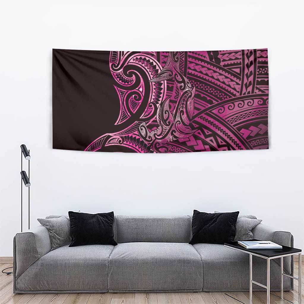 New Zealand Hammerhead Shark Tapestry Maori Haehae Mangopare Pink - Polynesian Pride