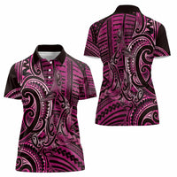 New Zealand Hammerhead Shark Women Polo Shirt Maori Haehae Mangopare Pink - Polynesian Pride