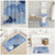 Blue Palaka Japanese Patterns Bathroom Set Asanoha Seigaiha Sakura Motif - Polynesian Pride