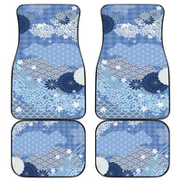Blue Palaka Japanese Patterns Car Mats Asanoha Seigaiha Sakura Motif - Polynesian Pride