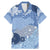 Blue Palaka Japanese Patterns Family Matching Mermaid Dress and Hawaiian Shirt Asanoha Seigaiha Sakura Motif - Polynesian Pride