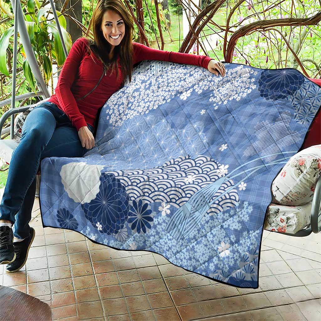 Blue Palaka Japanese Patterns Quilt Asanoha Seigaiha Sakura Motif LT14 - Polynesian Pride